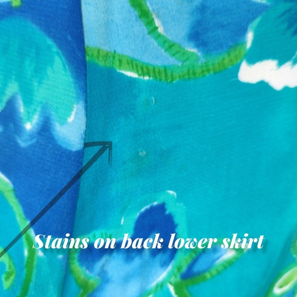 Vintage 90s Big Hed Mini Tank Dress Size L Blue Floral Rayon Empire Waist A Line - Picture 8 of 10